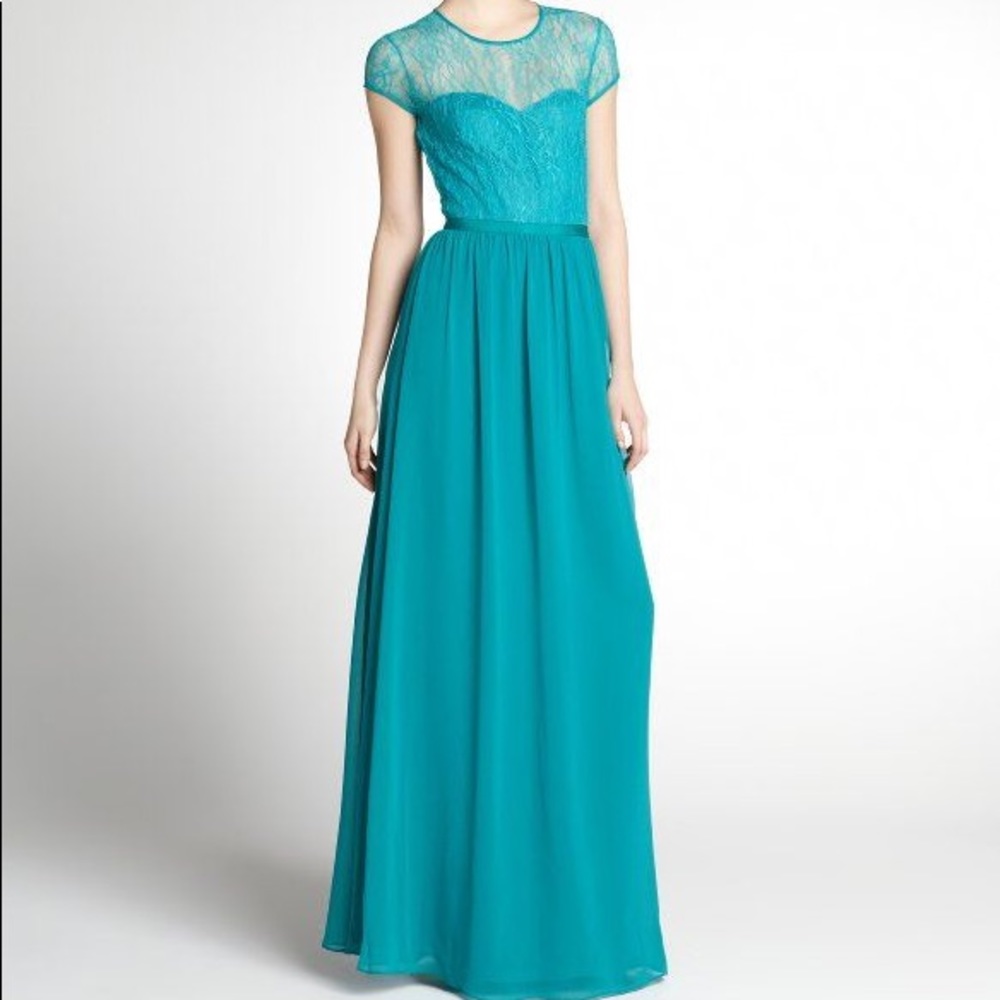 NWT Erin Fetherston Lace Overlay Green Long Dress